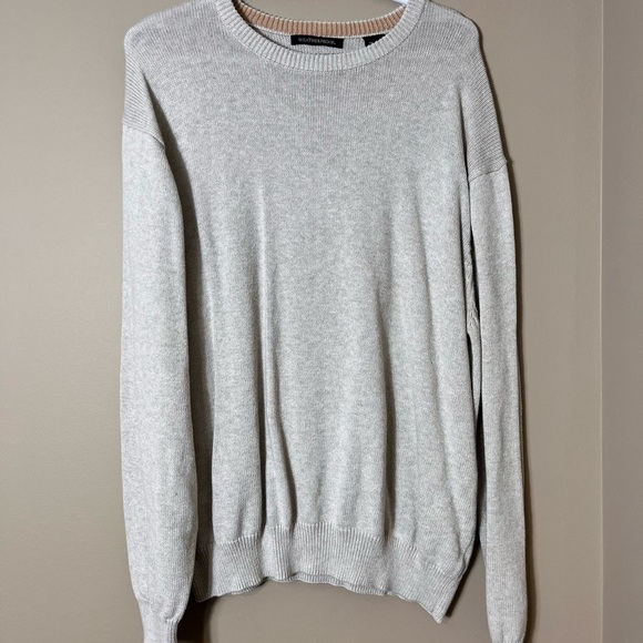 Men’s Weatherproof 100% Cotton Casual Crewneck Pullover Beige Knit Sweater XL - Picture 7 of 7